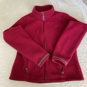 Vintage LL Bean Jacket Womens Large Fuchsia/ Beetroot Fleece Full Zip